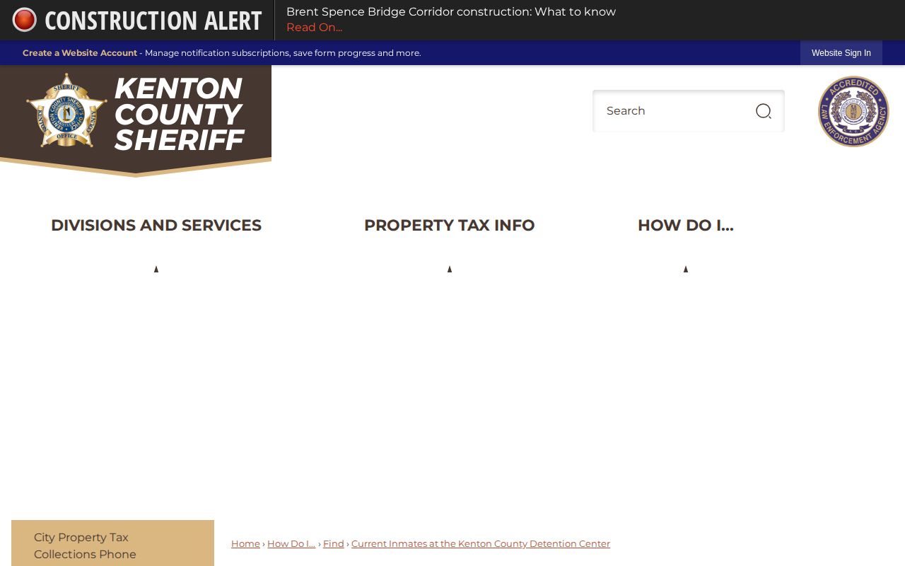 Kenton County Sheriff current inmates referral page